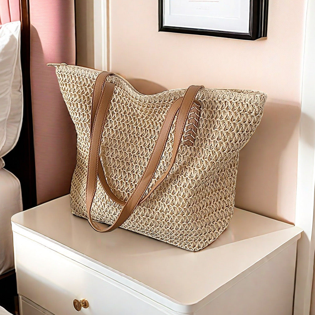 Large-Capacity Woven Handbag